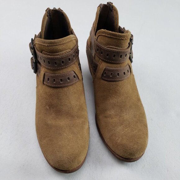 Ugg Patsy Ankle Boot Womens 7 Chesnut Suede Shearling Lined Boho Moto Buckle Zip - Picture 10 of 15